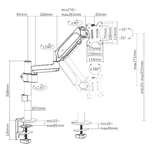 Single Monitor Pole-Mounted Spring-Assisted Monitor Arm LDT48-C012E  For most 17"-32" Monitors from china(chinese)