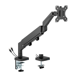 Single Monitor Space-Saving Spring-Assisted Monitor Arm with USB-A/USB-C Ports