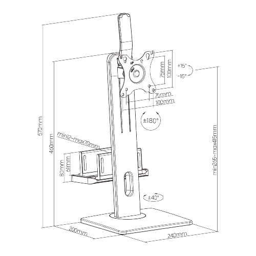 Single Screen Vertical Lift Monitor Stand With Thin Client CPU Mount LDT41-T01MP Provides a clean, neat, and space-saving mounting solution from china(chinese)