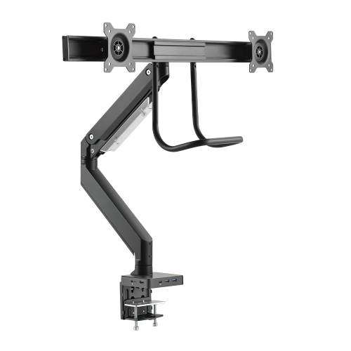 Dual Monitor Aluminum Heavy-Duty Gas Spring Monitor Arm with Docking Station LDT23-C022D For Heavy and Oversized 17"~32" Monitors from china(chinese)