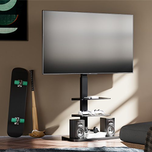 ダブルシェルフ付きテレビフロアスタンド FS32-46D ほとんどの37"-75"テレビ用 from china(chinese)