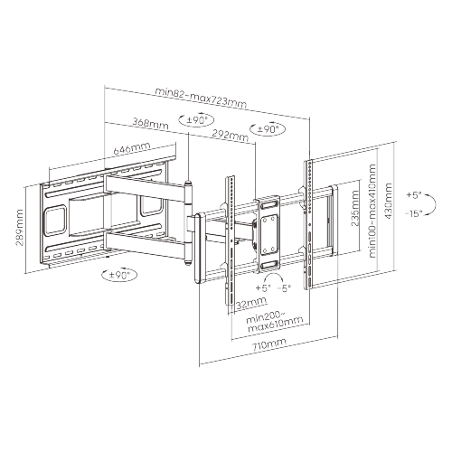 HEAVY-DUTY FULL-MOTION TV WALL MOUNT LPA77-463 For most 43”-80” LED, LCD Curved ＆ Flat Panel TVs from china(chinese)