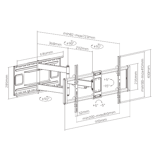 HEAVY-DUTY FULL-MOTION TV WALL MOUNT LPA77-483 For most 43”-90” LED, LCD Curved ＆ Flat Panel TVs from china(chinese)