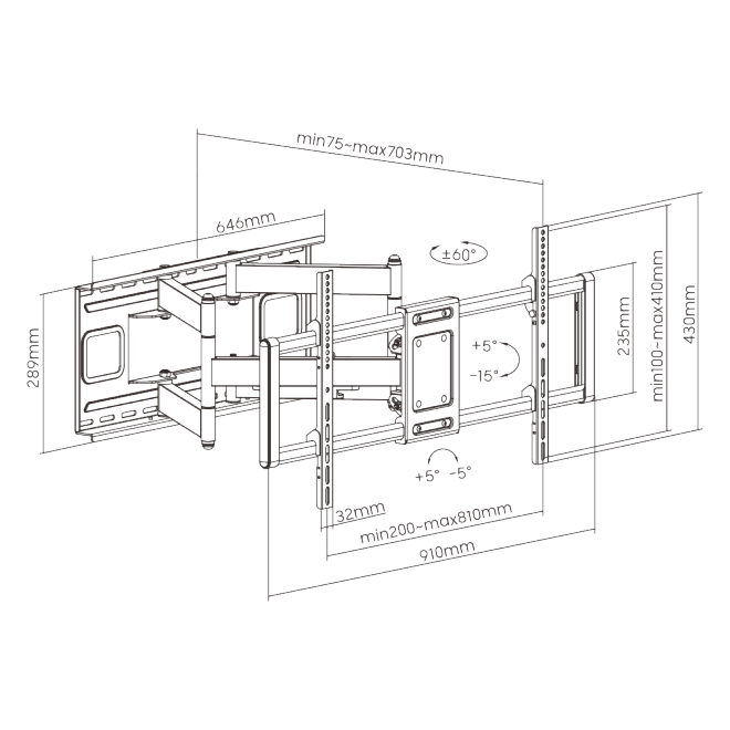 HEAVY-DUTY FULL-MOTION TV WALL MOUNT LPA77-486 For most 43”-100” LED, LCD Curved ＆ Flat Panel TVs from china(chinese)
