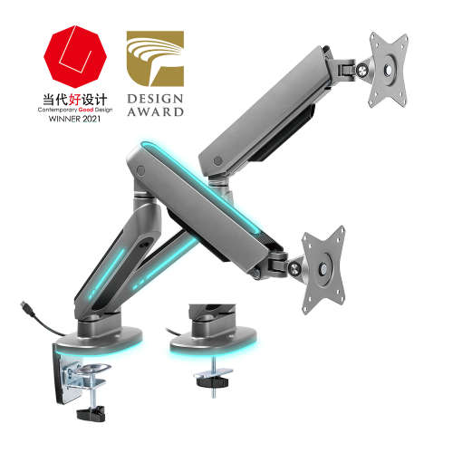 RGB Lighting Gaming Dual-Monitor Arm with Built-in Control Button LDT54-C024L For Most 17"-32" Monitors from china(chinese)