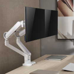  Designer Premium Dual Monitor Spring-Assisted Monitor Arm with Slider & USB-A/USB-C Ports
