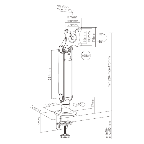 Clamp-on Easy-to-Adjust Spring-Assisted Single Monitor Arm LDT78-C01  from china(chinese)