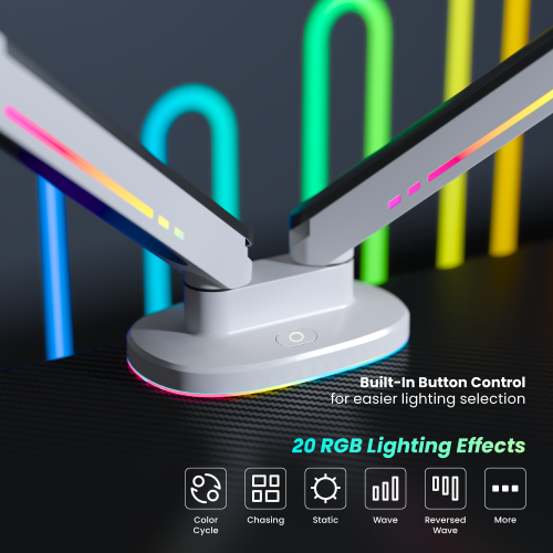 RGB Lighting Gaming Dual-Monitor Arm with Built-in Control Button LDT54-C024L For Most 17"-32" Monitors from china(chinese)