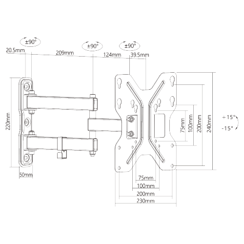 Economy Low Profile Full-motion TV Wall Mount LDA11-223 For most 23’’-42’’ LED, LCD flat panel TVs from china(chinese)