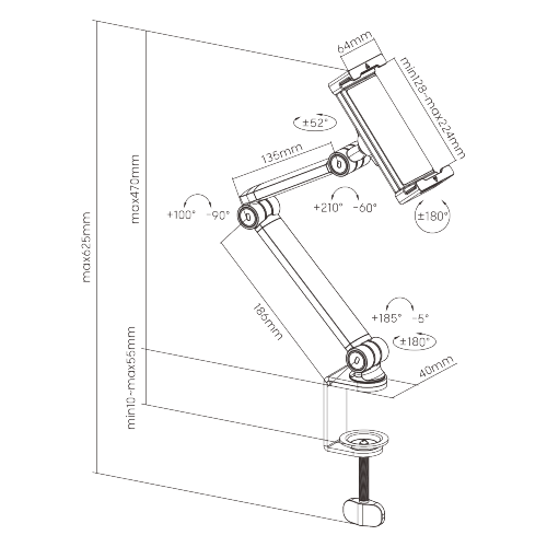 Universal Adjustable Tablet Camp Mount PAD30-04 Compatible with most 4.7”-12.9” tablets, phones, and other devices from china(chinese)