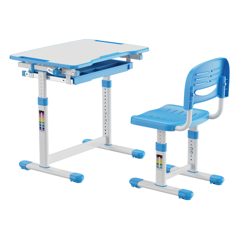 Screw-Locking Height Adjustable Kids Desk and Full-Backrest Chair Set B207EDU  Tiltable Desktop/Pull-Out Drawer from china(chinese)