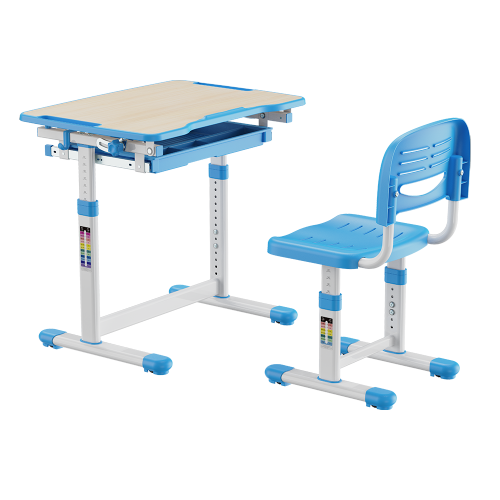 Screw-Locking Height Adjustable Kids Desk and Full-Backrest Chair Set B207EDU  Tiltable Desktop/Pull-Out Drawer from china(chinese)