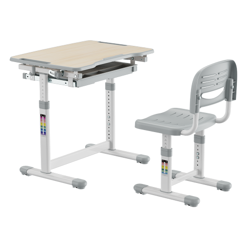 Screw-Locking Height Adjustable Kids Desk and Full-Backrest Chair Set B207EDU  Tiltable Desktop/Pull-Out Drawer from china(chinese)