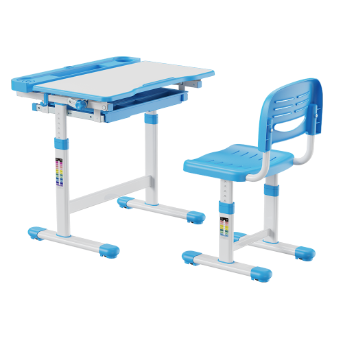 手動リフティング高さ調節可能なキッズデスクとフルバックレストチェアセット B208 傾斜可能なデスクトップ/プルアウト引き出し/拡張スロット from china(chinese)