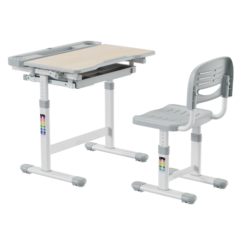 手動リフティング高さ調節可能なキッズデスクとフルバックレストチェアセット B208 傾斜可能なデスクトップ/プルアウト引き出し/拡張スロット from china(chinese)