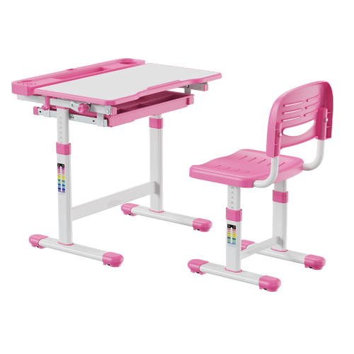 手動リフティング高さ調節可能なキッズデスクとフルバックレストチェアセット B208 傾斜可能なデスクトップ/プルアウト引き出し/拡張スロット from china(chinese)
