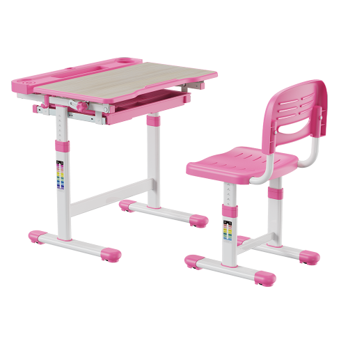 手動リフティング高さ調節可能なキッズデスクとフルバックレストチェアセット B208 傾斜可能なデスクトップ/プルアウト引き出し/拡張スロット from china(chinese)