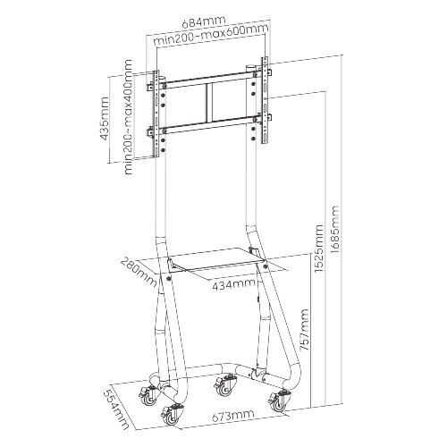 Heavy-Duty Streamlined Landscape TV Cart TTF08-46FW For most 37"~80" TVs from china(chinese)
