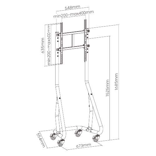 Heavy-Duty Streamlined Portrait TV Cart TTF08-64FW For most 45"~60" TVs from china(chinese)