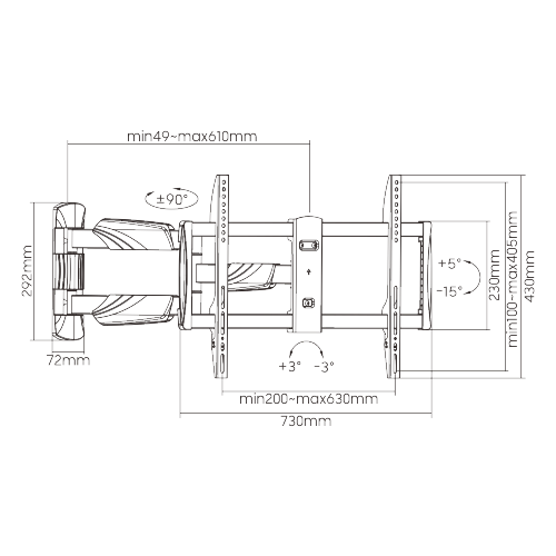 Elegant Full-Motion TV Wall Mount LPA50-463L For most 37''-70'' LED, LCD flat panel TVs from china(chinese)