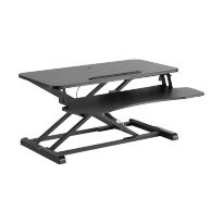 Gas Spring Sit-Stand Desk Converter with Keyboard Tray Deck (Compact Particle Board Surface)