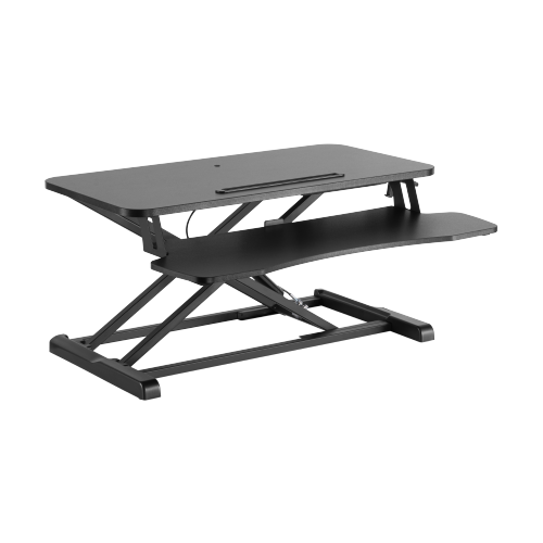 Gas Spring Sit-Stand Desk Converter with Keyboard Tray Deck (Compact Particle Board Surface) DWS28-01 Low Profile with Ample Work Surface from china(chinese)