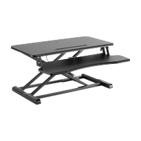 Gas Spring Sit-Stand Desk Converter with Keyboard Tray Deck (Compact MDF Board Surface)