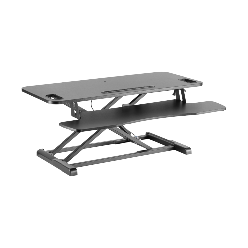 Gas Spring Sit-Stand Desk Converter with Keyboard Tray Deck (Standard Particle Board Surface) DWS28-02 Low Profile with Ample Work Surface from china(chinese)