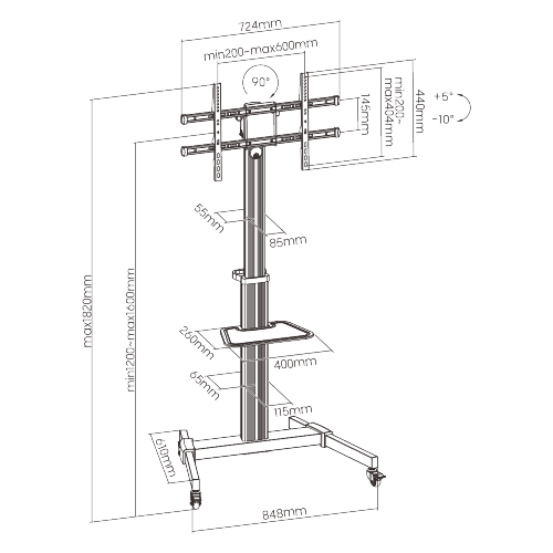 Cost-Effective Aluminum TV Cart FS44-46TW Cost less, win more! from china(chinese)