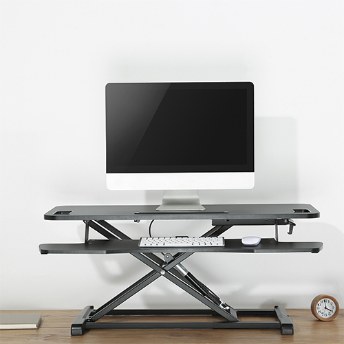 Gas Spring Sit-Stand Desk Converter with Keyboard Tray Deck (Standard Particle Board Surface) DWS28-02 Low Profile with Ample Work Surface from china(chinese)