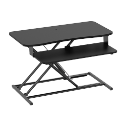 Compact Surface Two-tier Gas Spring Sit-Stand Desk Converter with Tablet and Phone Slot （Particle Board & Melamine）