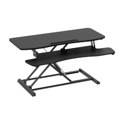 Standard Surface Two-tier Gas Spring Sit-Stand Desk Converter with Tablet and Phone Slot（Particle Board & Melamine）