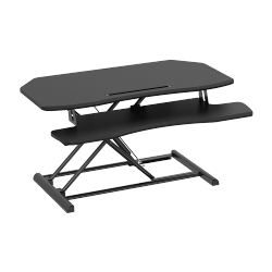 Large Surface Two-tier Gas Spring Sit-Stand Desk Converter with Tablet and Phone Slot (MDF & PVC)