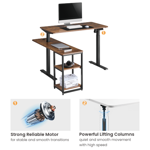 Sit-Stand Desk with Storage Shelf  S08-22DL-1  from china(chinese)