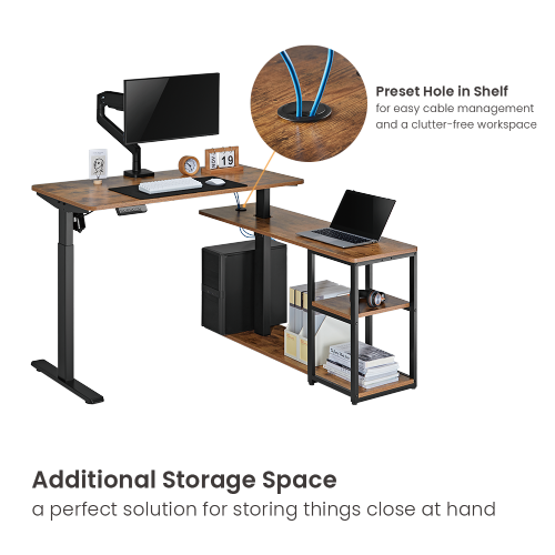 Sit-Stand Desk with Storage Shelf Supplier and Manufacturer- LUMI