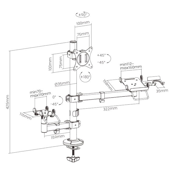 POS Mounting Solution for Single Screen PMM-02S Pole Mount Stand For POS & Commercial Display System from china(chinese)