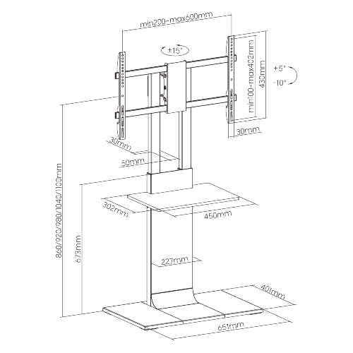 Heavy-Duty Modern TV Floor Stand With Equipment Shelf FS46L-46T For most 37"-80" TVs from china(chinese)