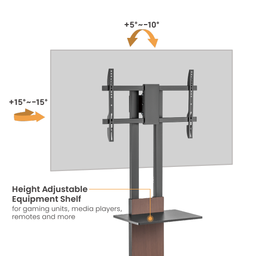 Heavy-Duty Modern TV Floor Stand With Equipment Shelf FS46H-46T For most 37"-80" TVs from china(chinese)