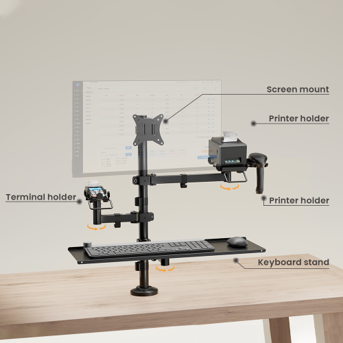POS Mounting Solution for Single Screen (with Keyboard Tray)  PMM-02L Pole Mount Stand For POS & Commercial Display System from china(chinese)