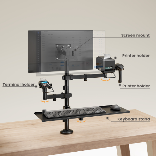 POS Mounting Solution for Dual Screens (with Keyboard Tray)  PMM-02LD Pole Mount Stand For POS & Commercial Display System from china(chinese)