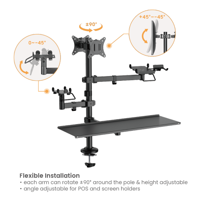 POS Mounting Solution for Dual Screens (with Keyboard Tray)  PMM-02LD Pole Mount Stand For POS & Commercial Display System from china(chinese)