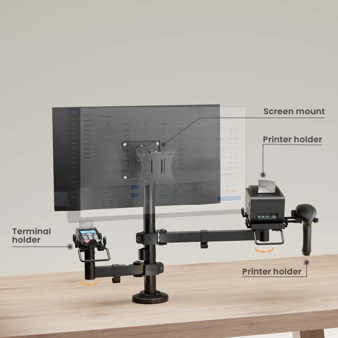 POS Mounting Solution for Dual Screens  PMM-02SD Pole Mount Stand For POS & Commercial Display System from china(chinese)