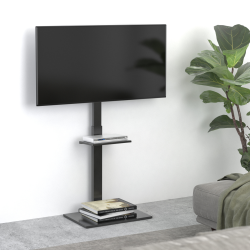 Compact Height-Adjustable Steel TV Floor Stand