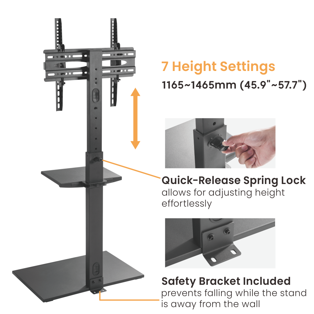 Compact Height-Adjustable Steel TV Floor Stand Supplier and ...