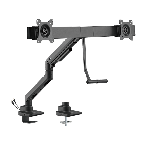 Fabulous Desk-Mounted Gas Spring Dual Monitor Arm with USB-A/USB-C Ports LDT69-C022UC Fits two 17’’~32’’ monitors  from china(chinese)