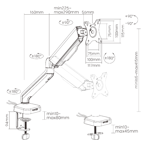 Cost-Effective Spring-Assisted Monitor Arm with USB-A & Multimedia Ports LDT46-C012UE  from china(chinese)
