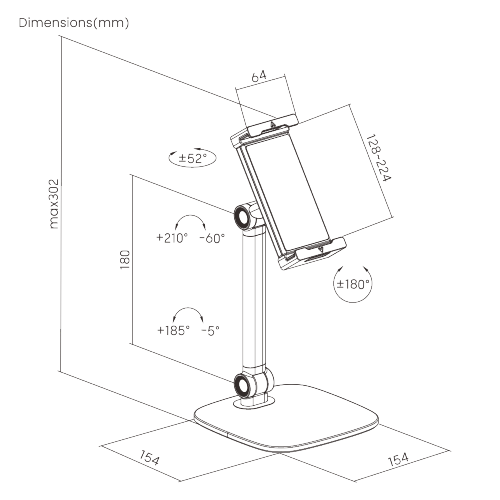 Simplicity Universal Phone/Tablet Tabletop Stand PAD39-01 Compatible with most 4.7”~12.9” phones, tablets, and more devices. from china(chinese)