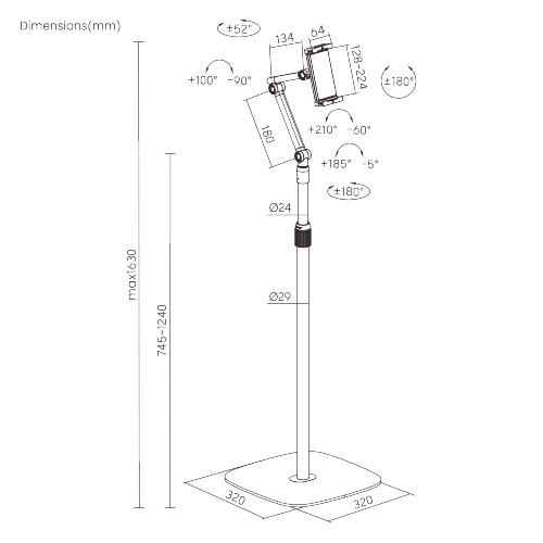 Simplicity Universal Phone/Tablet Floor Stand PAD39-04 Compatible with most 4.7”~12.9” phones, tablets, and more devices. from china(chinese)
