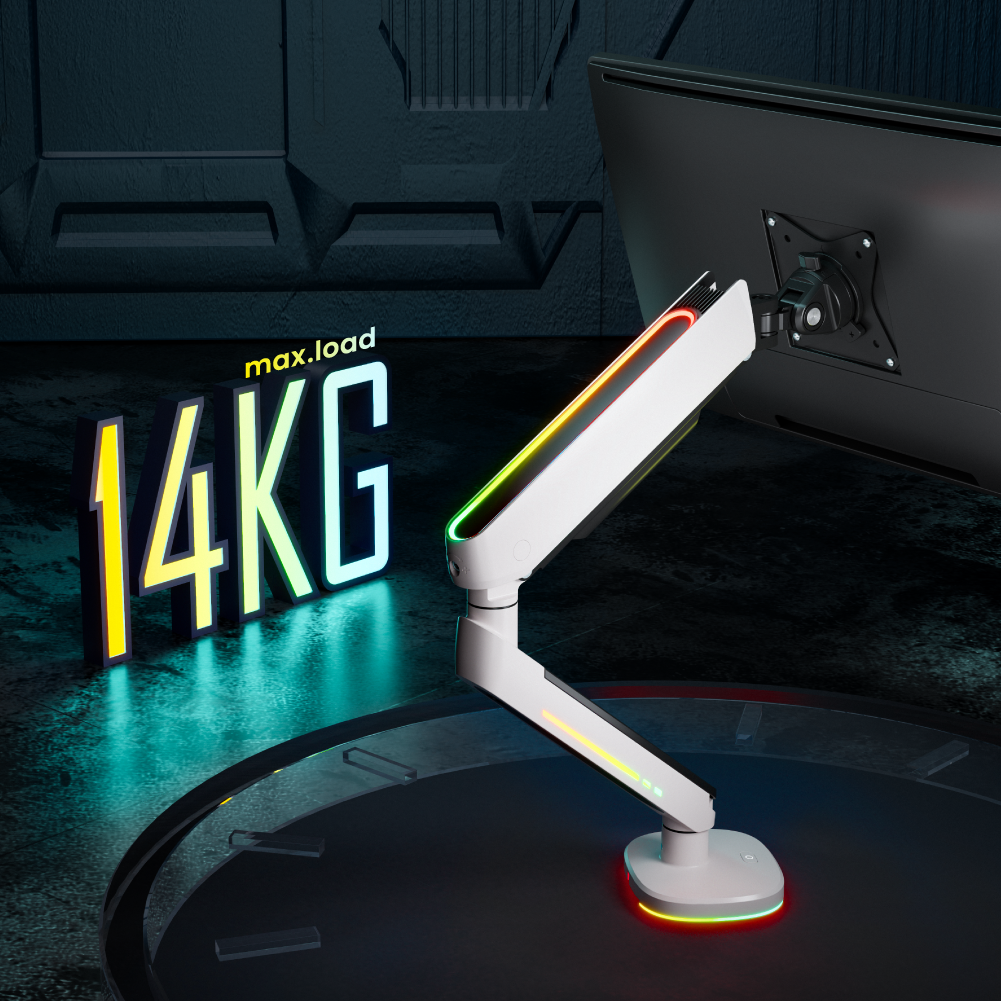 RGB Lighting Gaming Monitor Arm with Built-in Control Button Supplier and  Manufacturer- LUMI