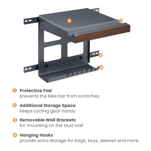 On-Wall Bike Storage Rack with Open Shelf & Removable Brackets LBM-08DS Free up floor space and perfectly blend into any décor from china(chinese)